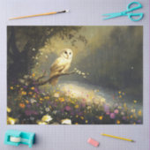 雪お洒落白フクロウ山花のデコページ 薄葉紙 (クラフト)