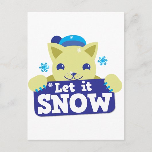 雪かき小子猫 シーズンポストカード (正面)