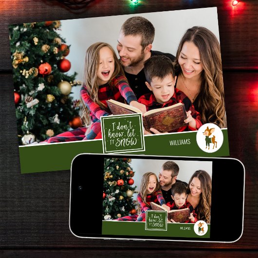 雪かわいいクリスマストナカイ家族の写真 シーズンカード