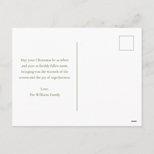 雪かわいいクリスマストナカイ家族の写真 シーズンポストカード (裏面)