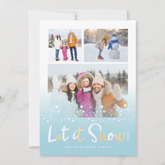 雪かわいいクリスマス動物の複数写真 シーズンカード (正面)