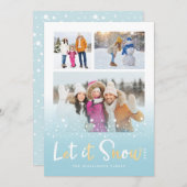 雪かわいいクリスマス動物の複数写真 シーズンカード (正面/裏面)