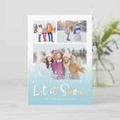 雪かわいいクリスマス動物の複数写真 シーズンカード (スタンド正面)