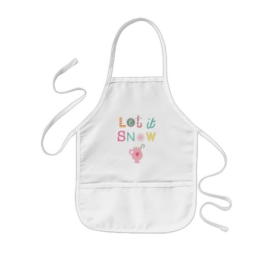 雪かわいいタイポグラフィキッズエプロン 子供用エプロン (正面)