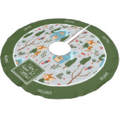 雪かわいいトナカイの名前グリーンクリスマス ブラッシュドポリエステルツリースカート (アングル)