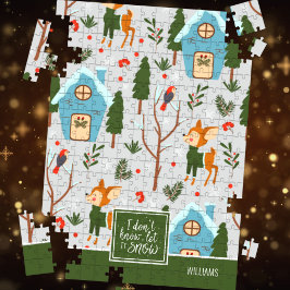 雪かわいいトナカイの柄を緑で名付ける ジグソーパズル