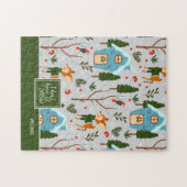 雪かわいいトナカイの柄を緑で名付ける ジグソーパズル (横)