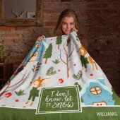 雪かわいいトナカイの柄を緑で名付ける フリースブランケット