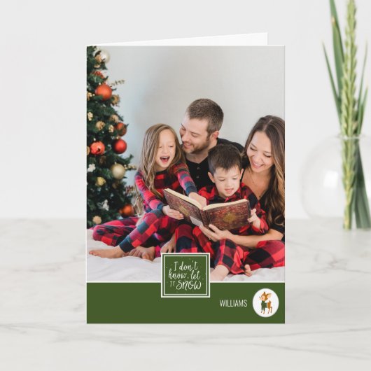 雪かわいいトナカイ家族の写真クリスマス シーズンカード (正面)