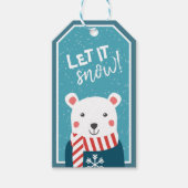 雪かわいいホッキョクグマのクリスマス ギフトタグ (正面)