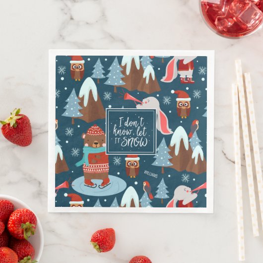 雪かわいい動物の名前をブルークリスマスに (インサイチュ)