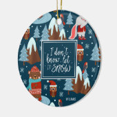 雪かわいい動物の名前をブルークリスマスに セラミックオーナメント (左)