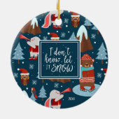 雪かわいい動物の名前をブルークリスマスに セラミックオーナメント (裏面)