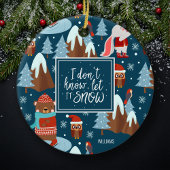 雪かわいい動物の名前をブルークリスマスに セラミックオーナメント