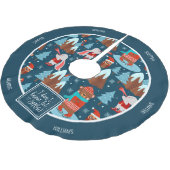 雪かわいい動物の名前をブルークリスマスに ブラッシュドポリエステルツリースカート (アングル)