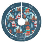 雪かわいい動物の名前をブルークリスマスに ブラッシュドポリエステルツリースカート (正面)