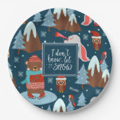 雪かわいい動物の名前をブルークリスマスに ペーパープレート (正面)