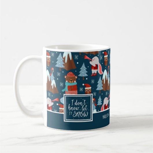 雪かわいい動物の模様(名前は青) コーヒーマグカップ (左)