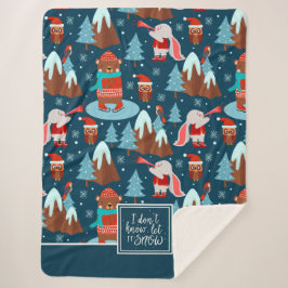 雪かわいい動物の模様（名前は青） シェルパブランケット