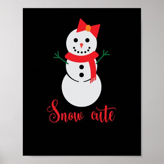 雪かわいい雪だるまクリスマス ポスター (正面)