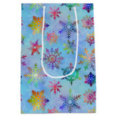 雪かわいらしカラフルの降るクリスマスパターン ミディアムペーパーバッグ (裏面)