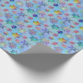 雪かわいらしカラフル片クリスマスパターン ラッピングペーパー (角)