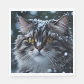 雪かわいらし嵐の灰色のタビー猫 スタンダードランチョンナプキン (正面)