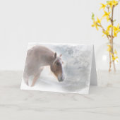 雪かわいらし札に乗った馬 カード (黄色い花)