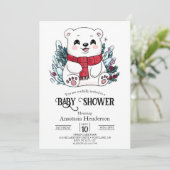 雪かわいらし極熊デジタルベビーシャワー 招待状 (スタンド正面)