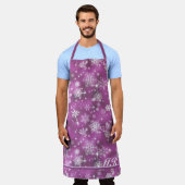 雪かわいらし片パターンオーキッドピンクID846 エプロン (着用した状態)