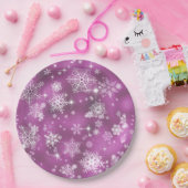 雪かわいらし片パターンオーキッドピンクID846 ペーパープレート (パーティー)