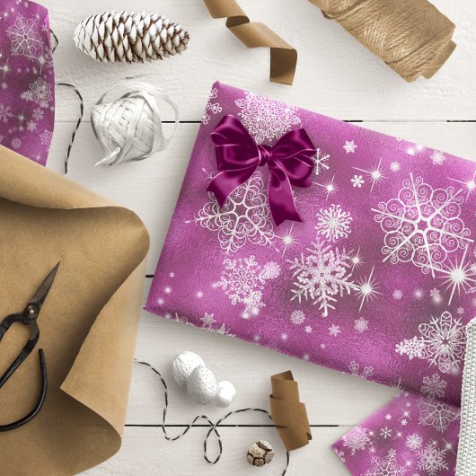雪かわいらし片パターンオーキッドピンクID846 ラッピングペーパー
