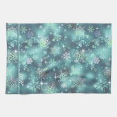雪かわいらし片パターンティール(緑がかった色)ID846 キッチンタオル (横)