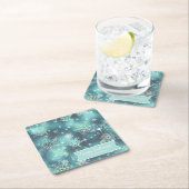 雪かわいらし片パターンティール（緑がかった色）ID846 スクエアペーパーコースター (インサイチュ)