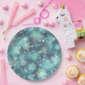 雪かわいらし片パターンティール（緑がかった色）ID846 ペーパープレート (パーティー)
