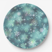 雪かわいらし片パターンティール（緑がかった色）ID846 ペーパープレート (正面)
