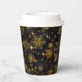 雪かわいらし片パターンブラック/金ゴールドID846 紙コップ (裏面)