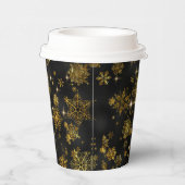 雪かわいらし片パターンブラック/金ゴールドID846 紙コップ (右)