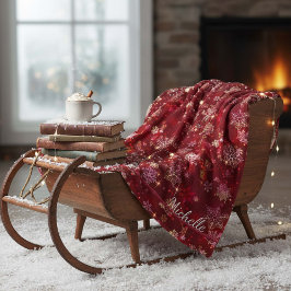 雪かわいらし片パターンレッドID846 フリースブランケット