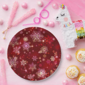 雪かわいらし片パターンレッドID846 ペーパープレート (パーティー)