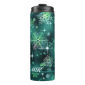 雪かわいらし片パターン緑ID846 タンブラー (正面)