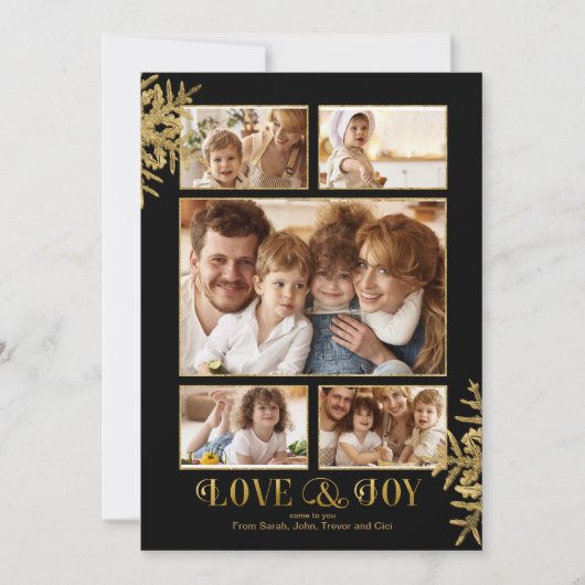 雪かわいらし片写真テンプレートBlk/Gld ID846 案内状 (正面)