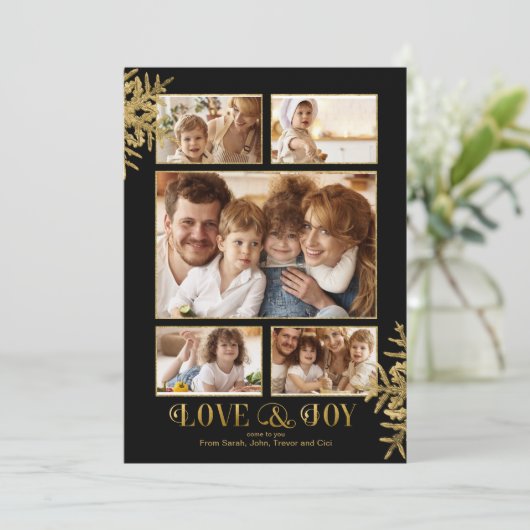 雪かわいらし片写真テンプレートBlk/Gld ID846 案内状 (スタンド正面)