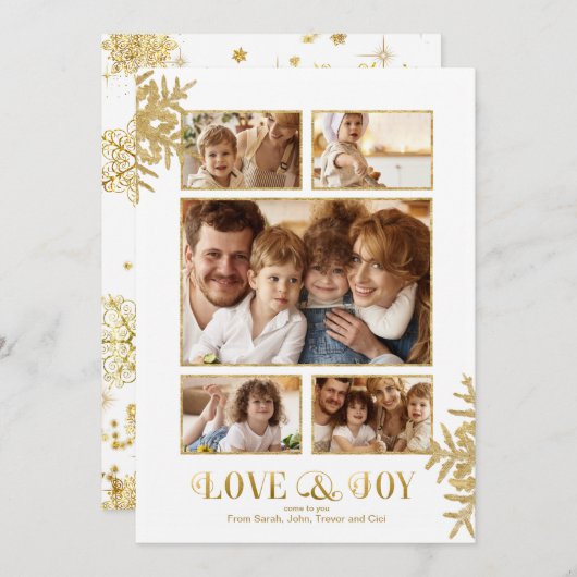 雪かわいらし片写真テンプレートWht/Gld ID846 案内状 (正面/裏面)