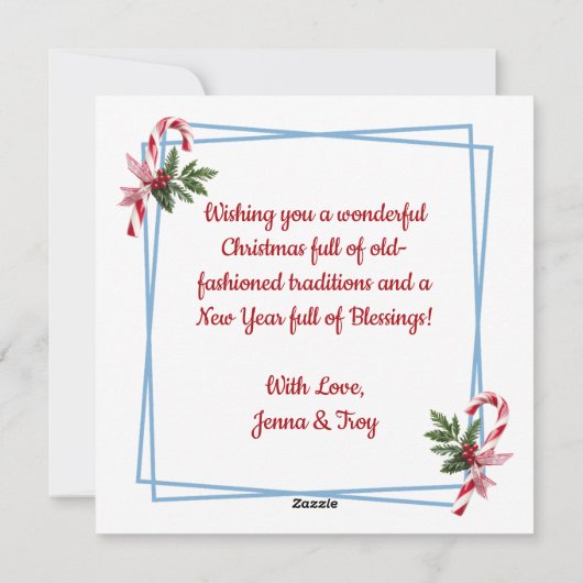 雪かわいらし白い馬の冬の風景 シーズンカード (裏面)