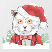 雪がおもしろい積もったクリスマスキャット松 ウィンドウサイン (シート)