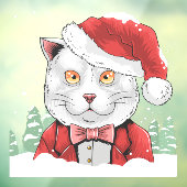 雪がおもしろい積もったクリスマスキャット松 ウィンドウサイン (シート3)