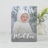 雪がたくさん楽しい冬の雪の結晶の写真 シーズンカード (スタンド正面)