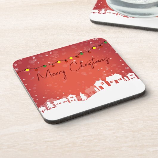 雪がクリスマス・ハウスを覆った コースター (左側)