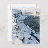 雪がゴダフスの滝を覆った ポストカード (正面/裏面)